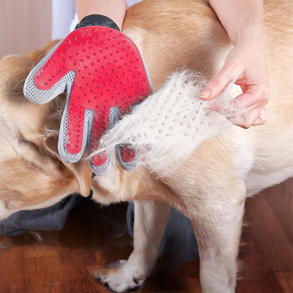 Soft Pet Grooming Gloves Hair Remover Deshedding for Cats, Dogs, Rabbits and Horses