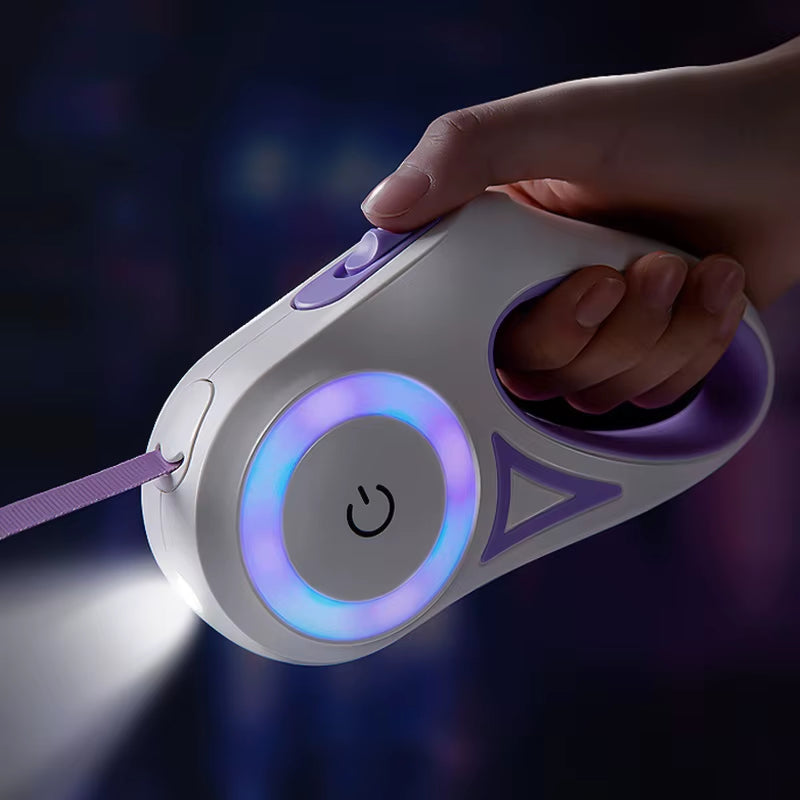 GlowPaw LED FlexiLeash – Light-Up Retractable Leash for Pets of All Sizes