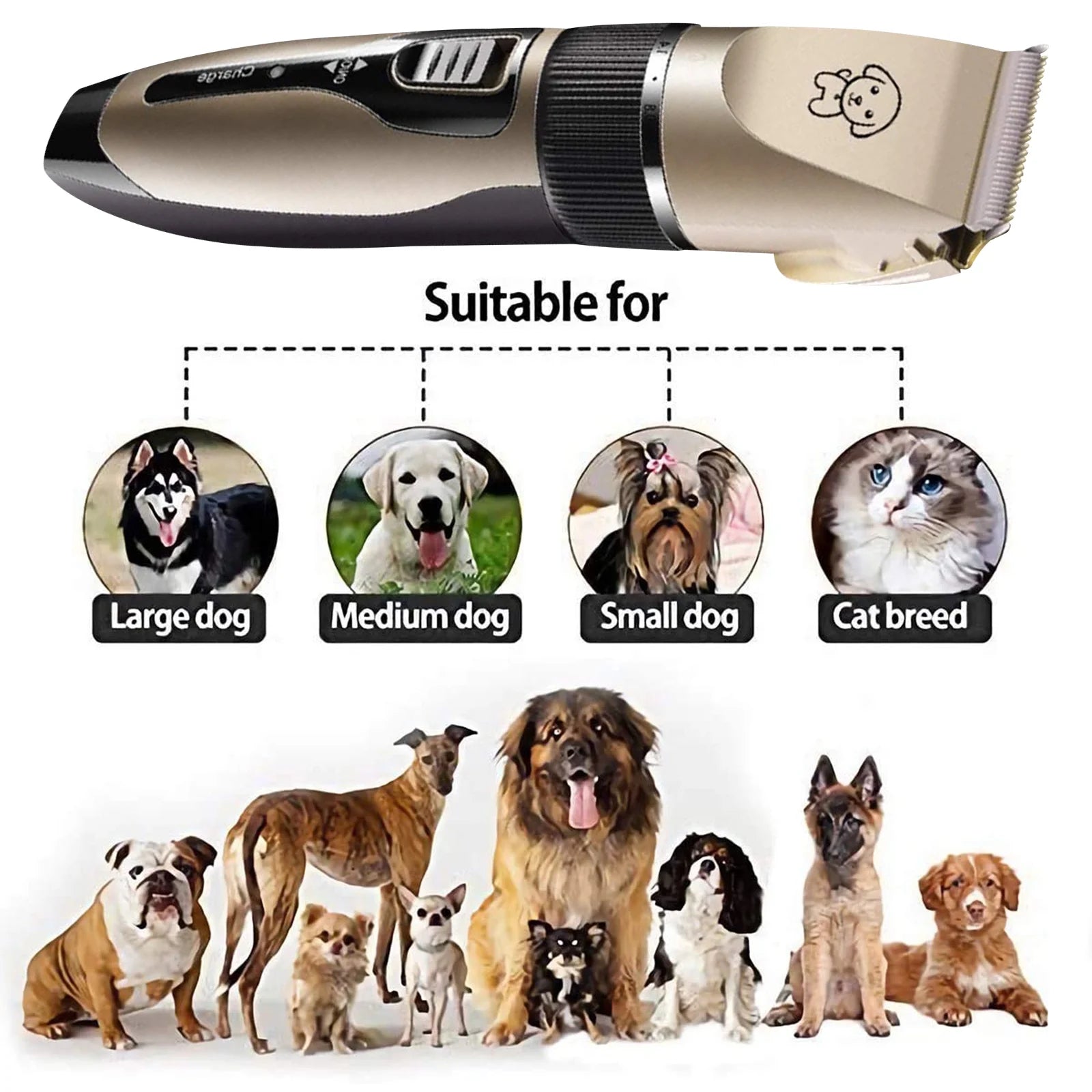 Rechargeable Cordless Pet Shaver,Low Noise Dog Clippers with Scissor Comb,Electric Quiet Pet Grooming Set for Dogs and Cats